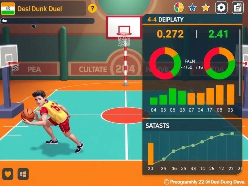 Desi Dunk Duel character customization screen showing Indian-themed outfits